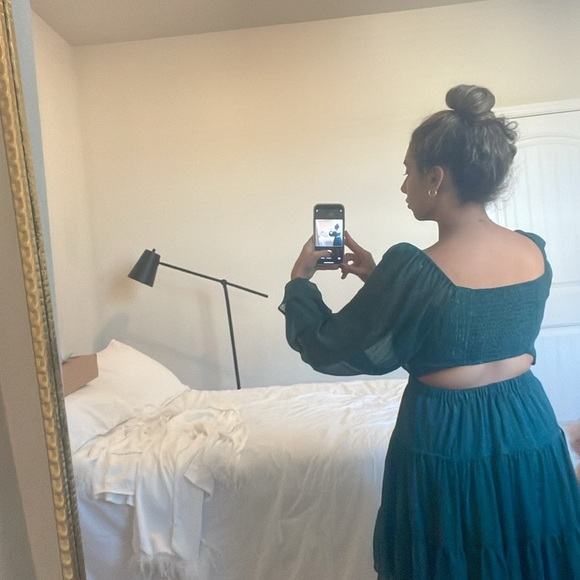 Green shimmery wayf dress worn once from bloomingdales - Picture 4 of 4